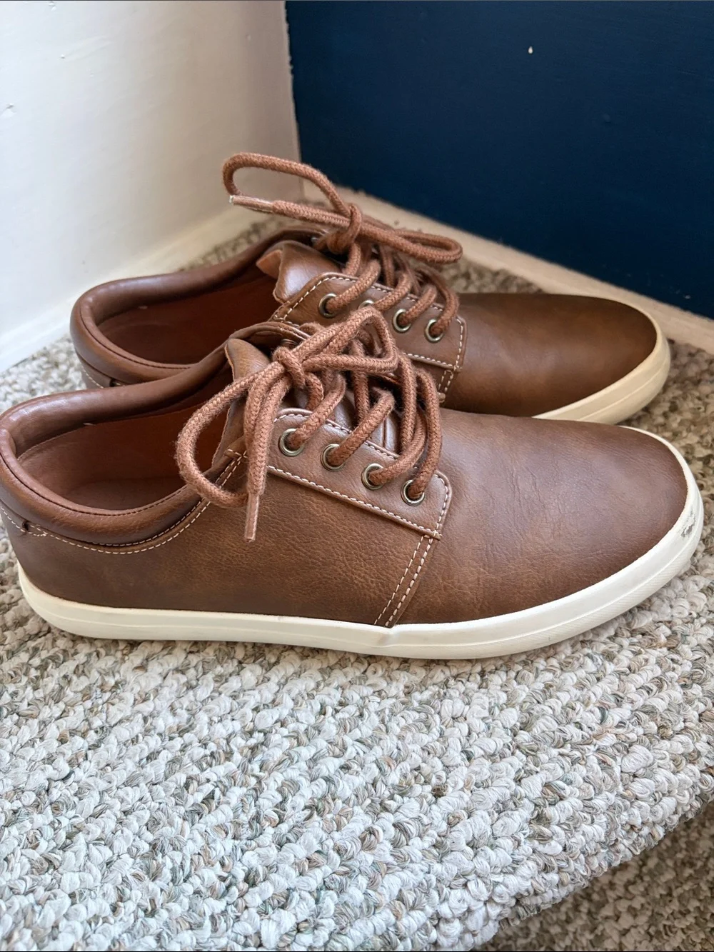 Goodfellow & Co Brown Lace-Up Boat Shoes with White Sole